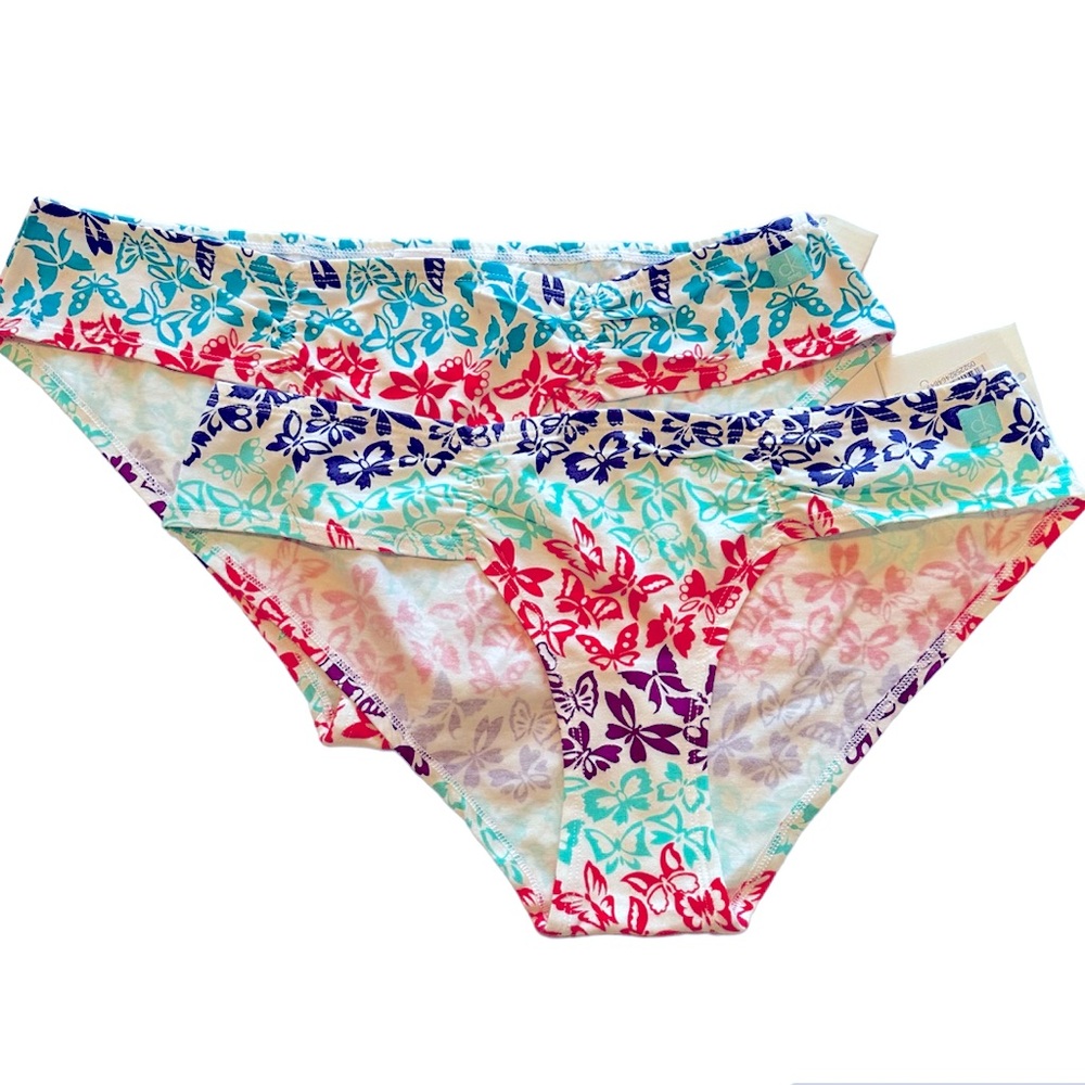 Calvin Klein NWT Women’s Multi Colored Butterfly Bikini Underwear 2 Pairs SZ L